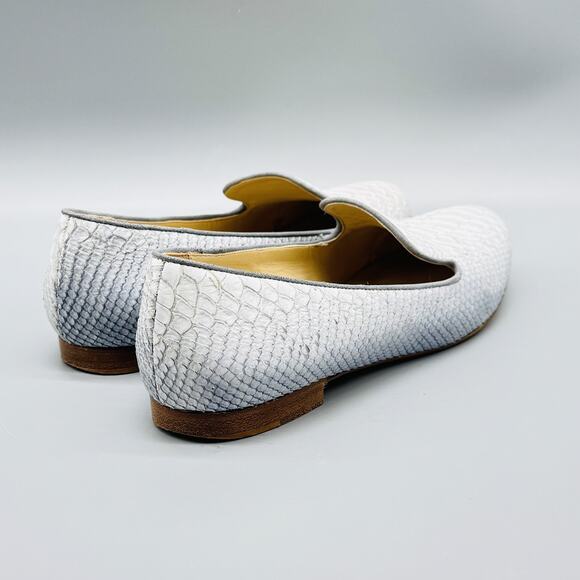 M.Gemi Shoes Womens EU 35.5 US 5.5 Gray Python Embossed Leather Loafers Italy - Picture 9 of 13